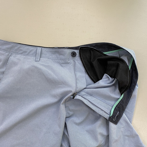 7 Diamonds Performance Shorts Mens 36x10 Blue Stretch Casual Golf Flat Front - Picture 5 of 14